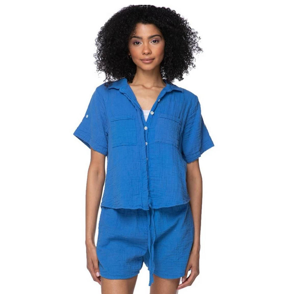 SUBTLE LUXURY - Double Gauze Getaway Lounge Shorts - S/M, AQM image