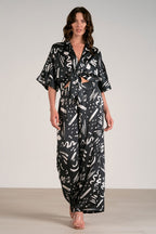 Elan - Printed Pants w/ Elastic Waist - L, Black image