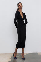 BSL - V-Neck Drapeli Midi Dress image 0