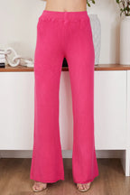 MILIO MILANO - Cozy Italian Knit Flared Pant - S, FUCH image