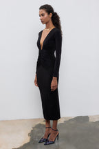 BSL - V-Neck Drapeli Midi Dress image 4