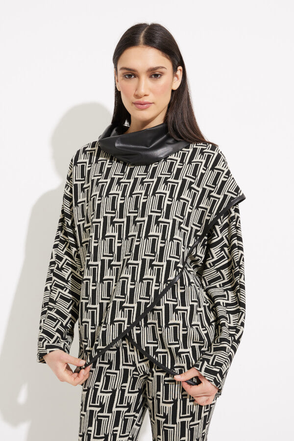 Joseph Ribkoff - Abstract Print Shawl Collar Top image 0