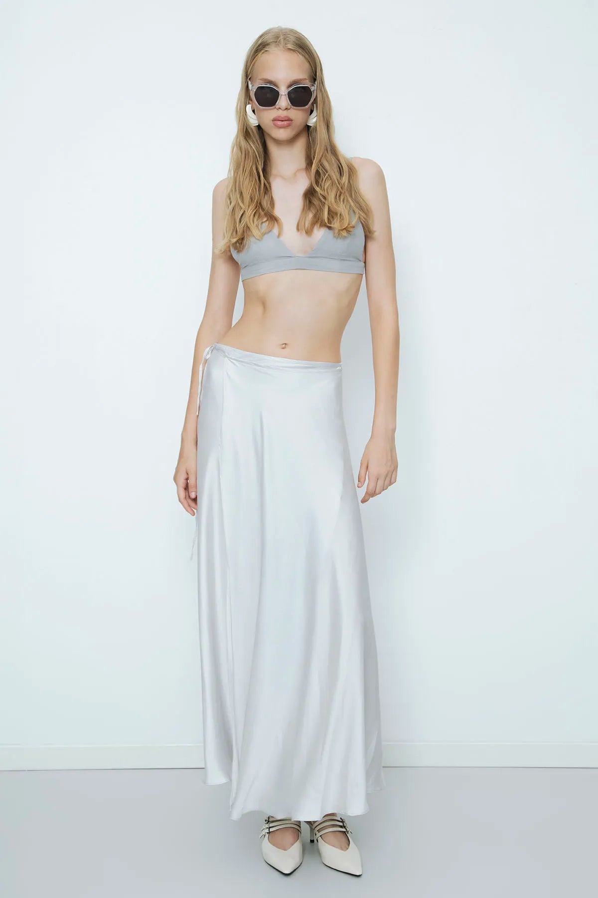 BSL - Envelop Satin Midi Skirt - M, Silver image