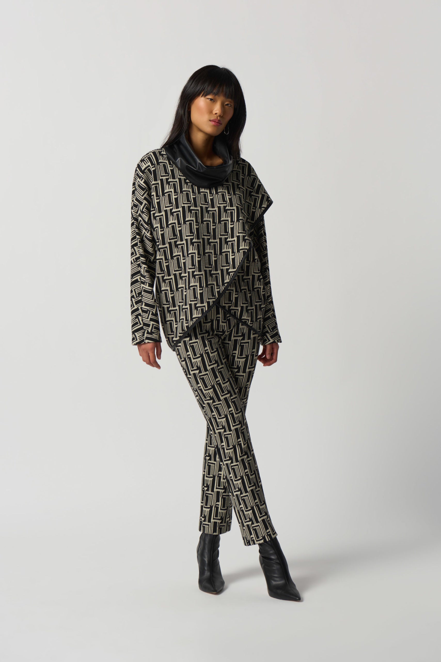 Joseph Ribkoff - Abstract Print Shawl Collar Top image 4