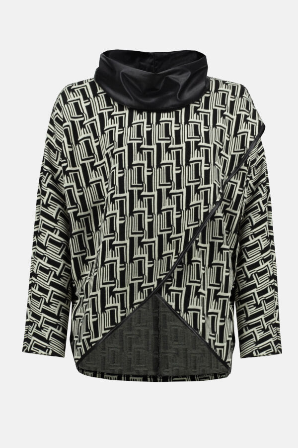 Joseph Ribkoff - Abstract Print Shawl Collar Top - 10, 113 image