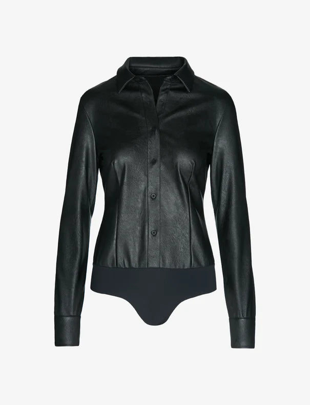 COMMANDO - Faux Leather Button Down Bodysuit image 1