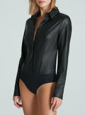 COMMANDO - Faux Leather Button Down Bodysuit image 0