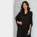 MILIO MILANO - Linen Cowl Neck Top