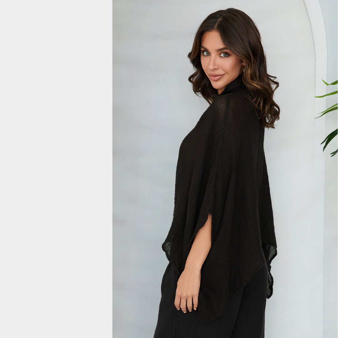MILIO MILANO - Linen Cowl Neck Top