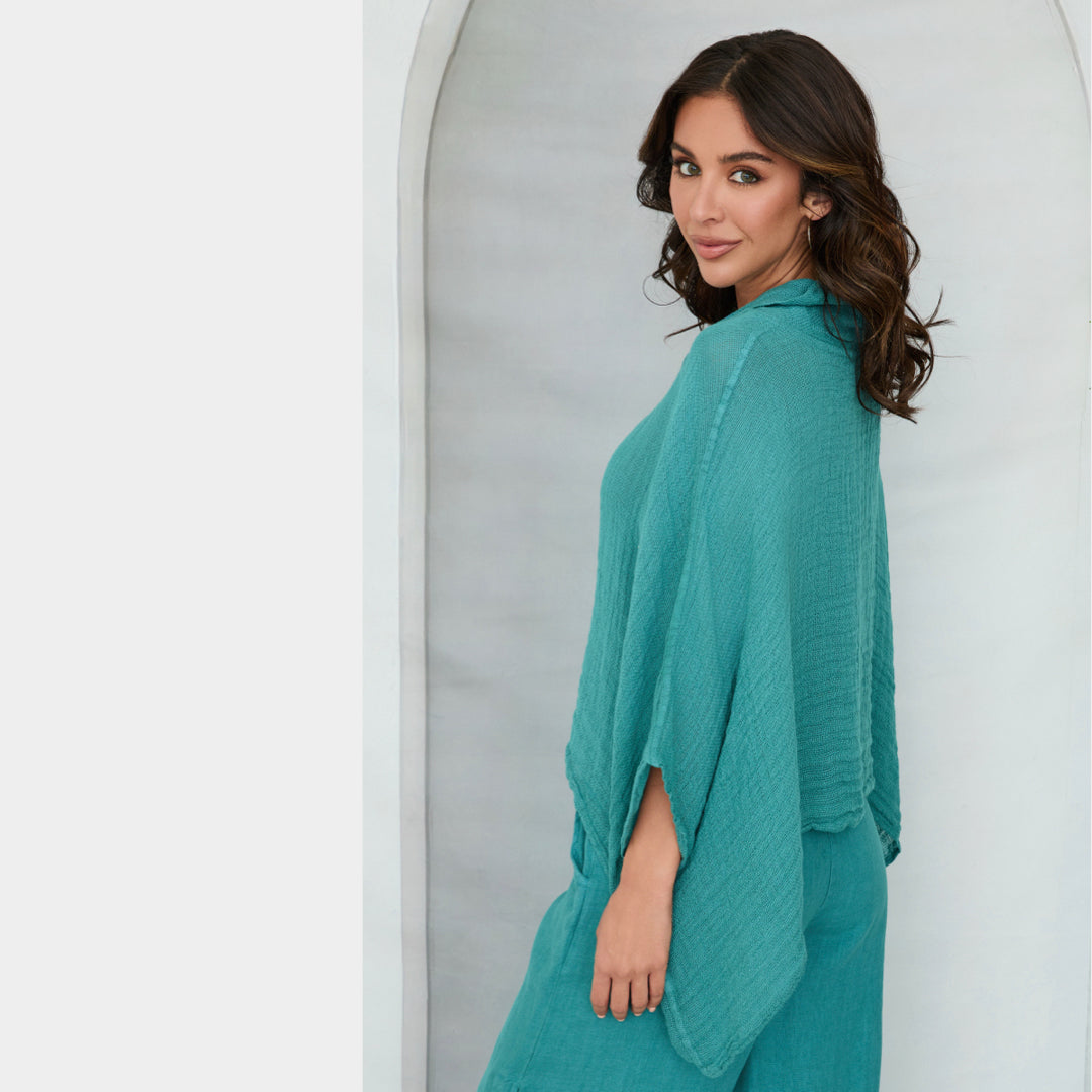 MILIO MILANO - Linen Cowl Neck Top