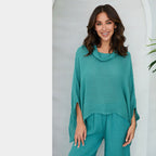 MILIO MILANO - Linen Cowl Neck Top