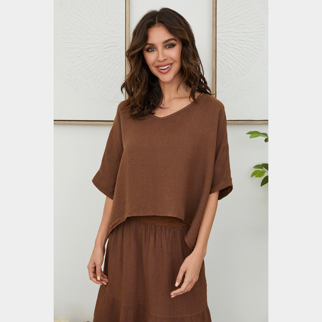 MILIO MILANO - Linen Dolaman Sleeve Top