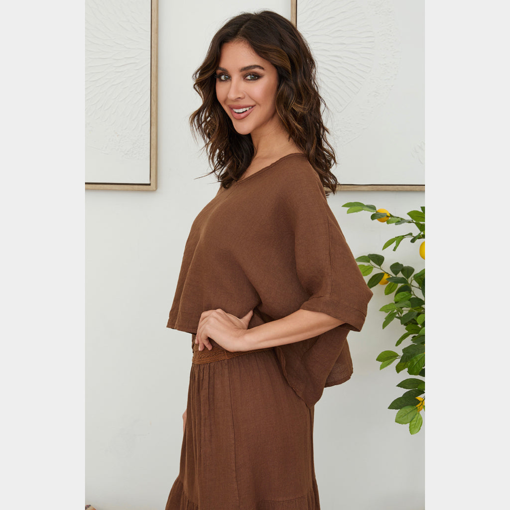 MILIO MILANO - Linen Dolaman Sleeve Top