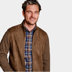 JOHNSTON & MURPHY - Faux Suede  Full Zip Jacket