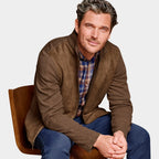 JOHNSTON & MURPHY - Faux Suede  Full Zip Jacket