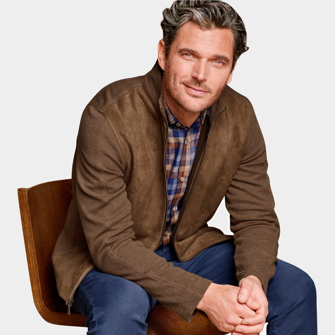 JOHNSTON & MURPHY - Faux Suede  Full Zip Jacket