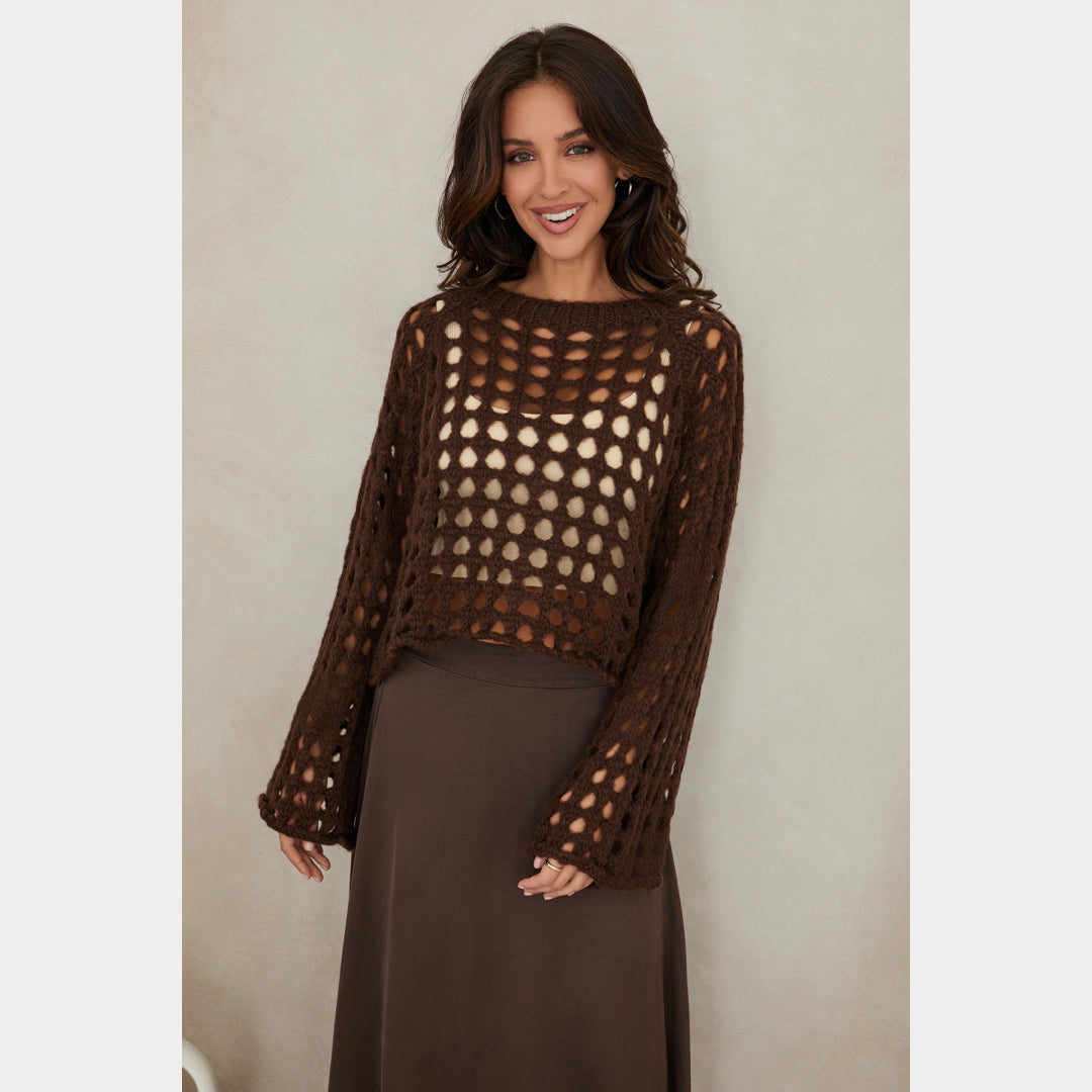 MILIO MILANO - Fuzzy Crochet Crop Sweater