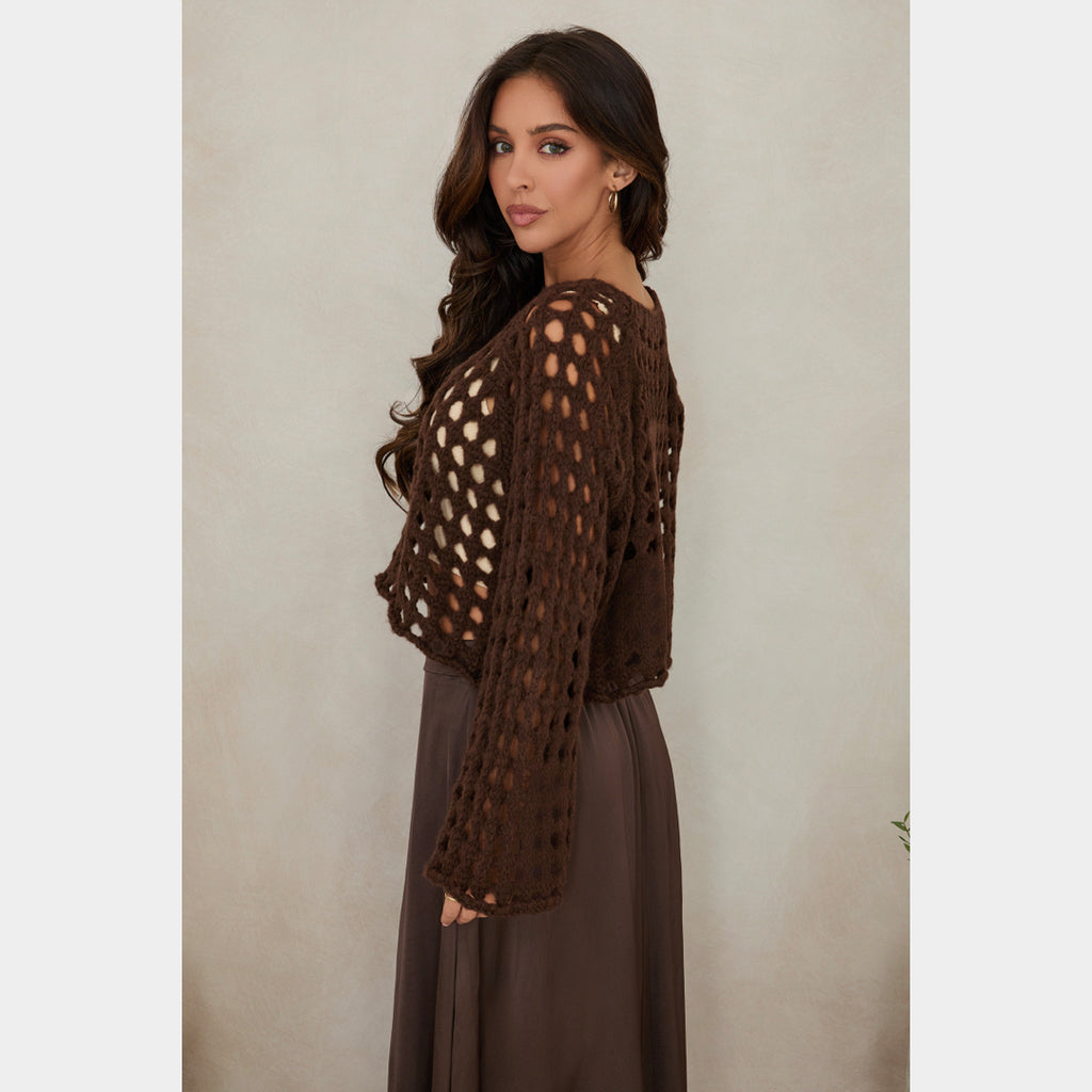 MILIO MILANO - Fuzzy Crochet Crop Sweater