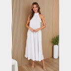 MILIO MILANO - Halter Linen Maxi Dress
