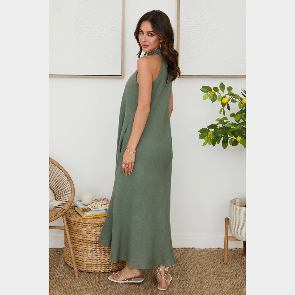 MILIO MILANO - Halter Linen Maxi Dress