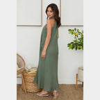 MILIO MILANO - Halter Linen Maxi Dress