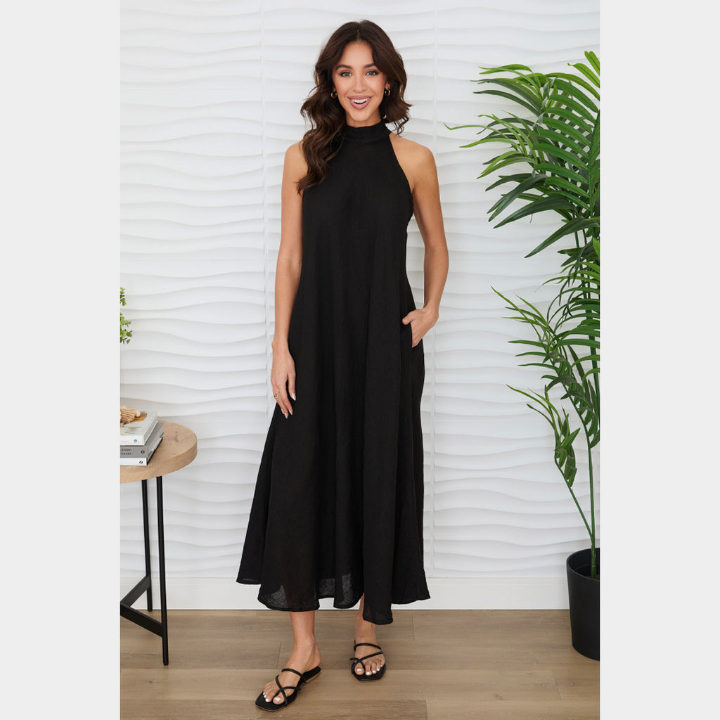MILIO MILANO - Halter Linen Maxi Dress