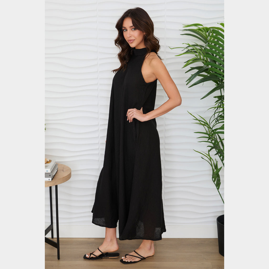MILIO MILANO - Halter Linen Maxi Dress