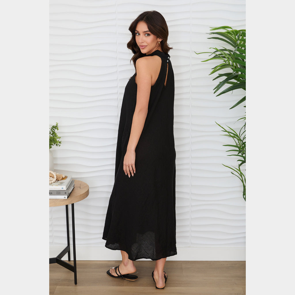 MILIO MILANO - Halter Linen Maxi Dress