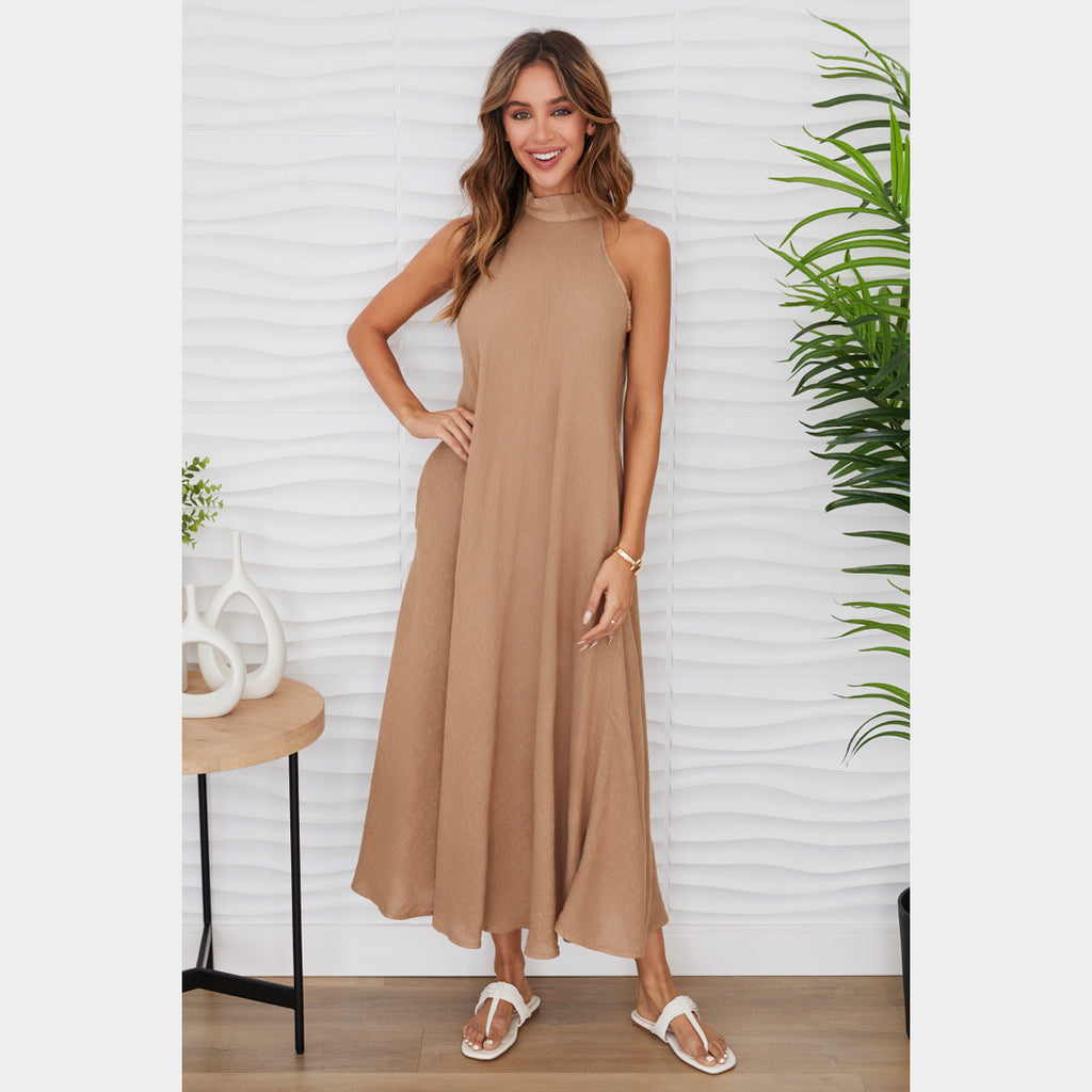 MILIO MILANO - Halter Linen Maxi Dress