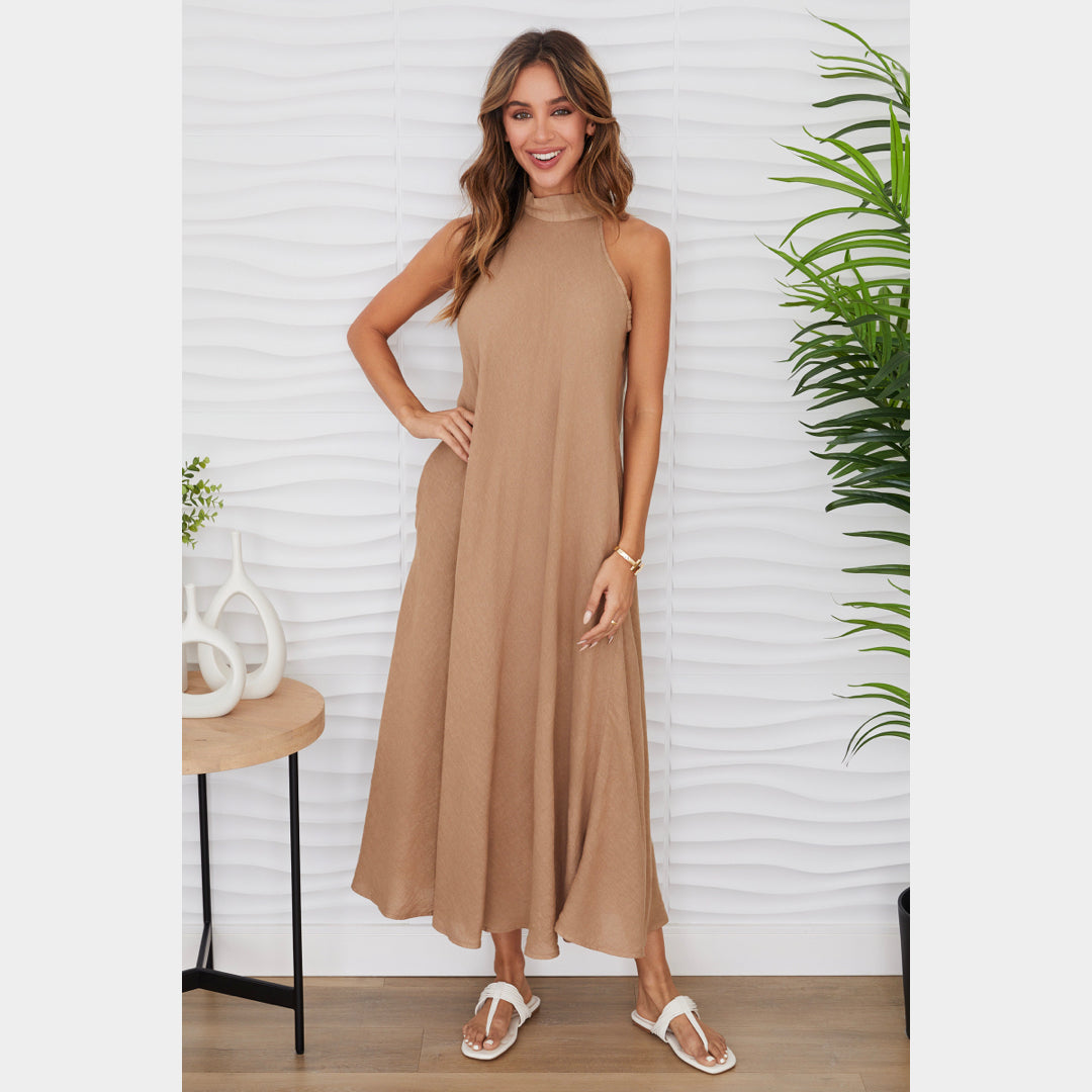 MILIO MILANO - Halter Linen Maxi Dress