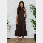 MILIO MILANO - Halter Linen Maxi Dress