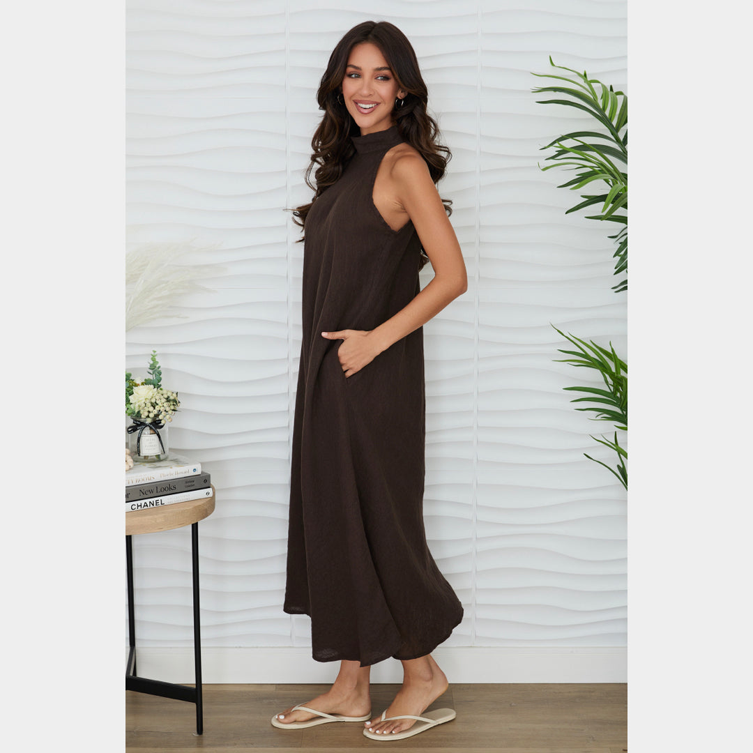 MILIO MILANO - Halter Linen Maxi Dress