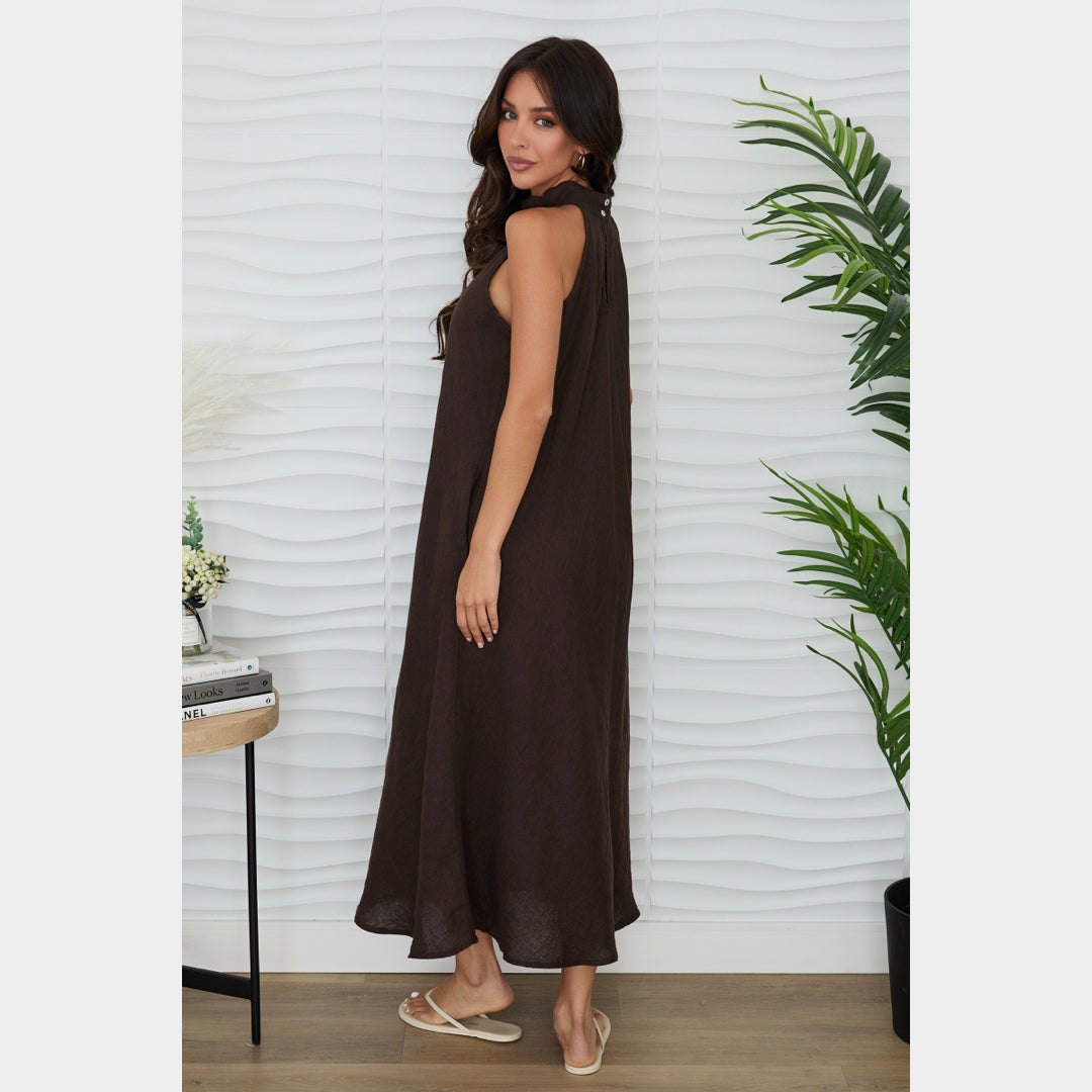 MILIO MILANO - Halter Linen Maxi Dress