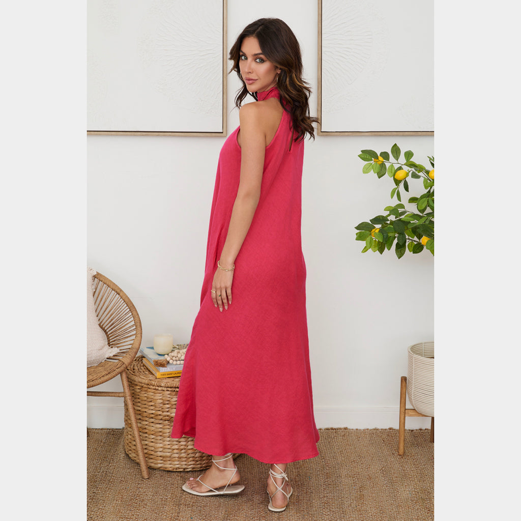 MILIO MILANO - Halter Linen Maxi Dress