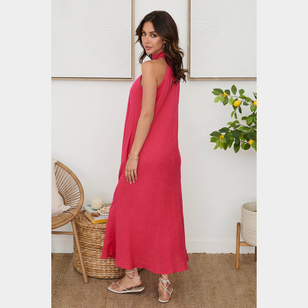 MILIO MILANO - Halter Linen Maxi Dress