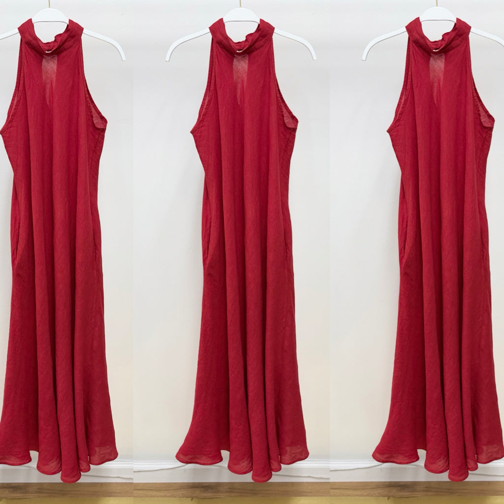 MILIO MILANO - Halter Linen Maxi Dress