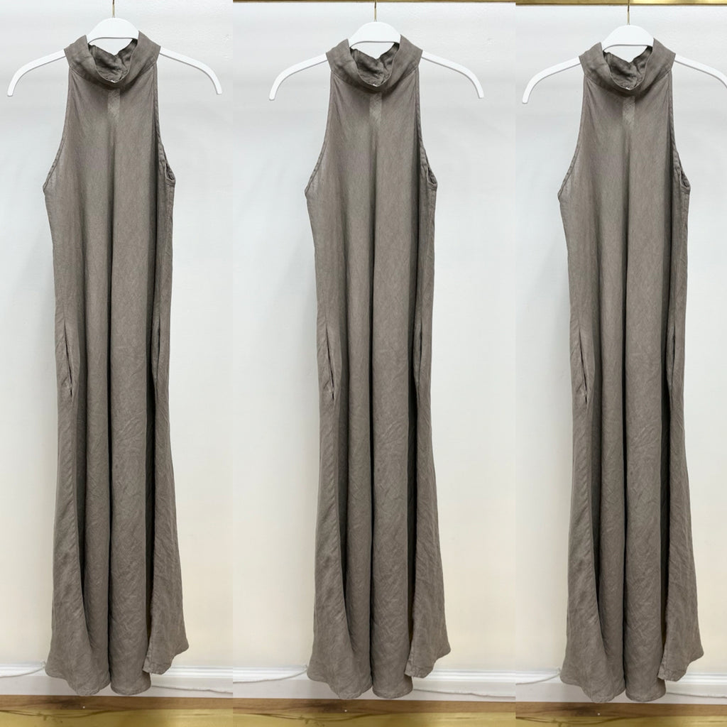 MILIO MILANO - Halter Linen Maxi Dress