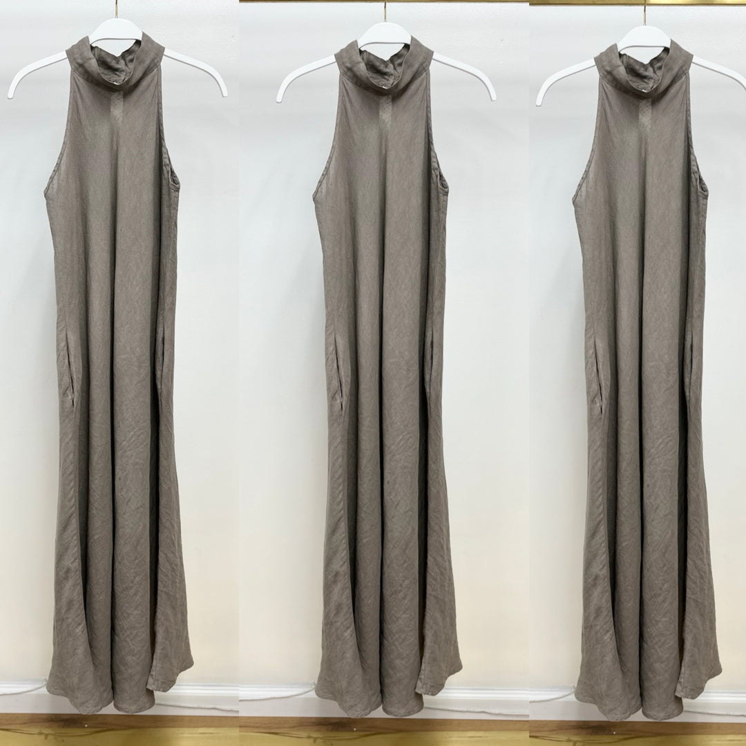 MILIO MILANO - Halter Linen Maxi Dress
