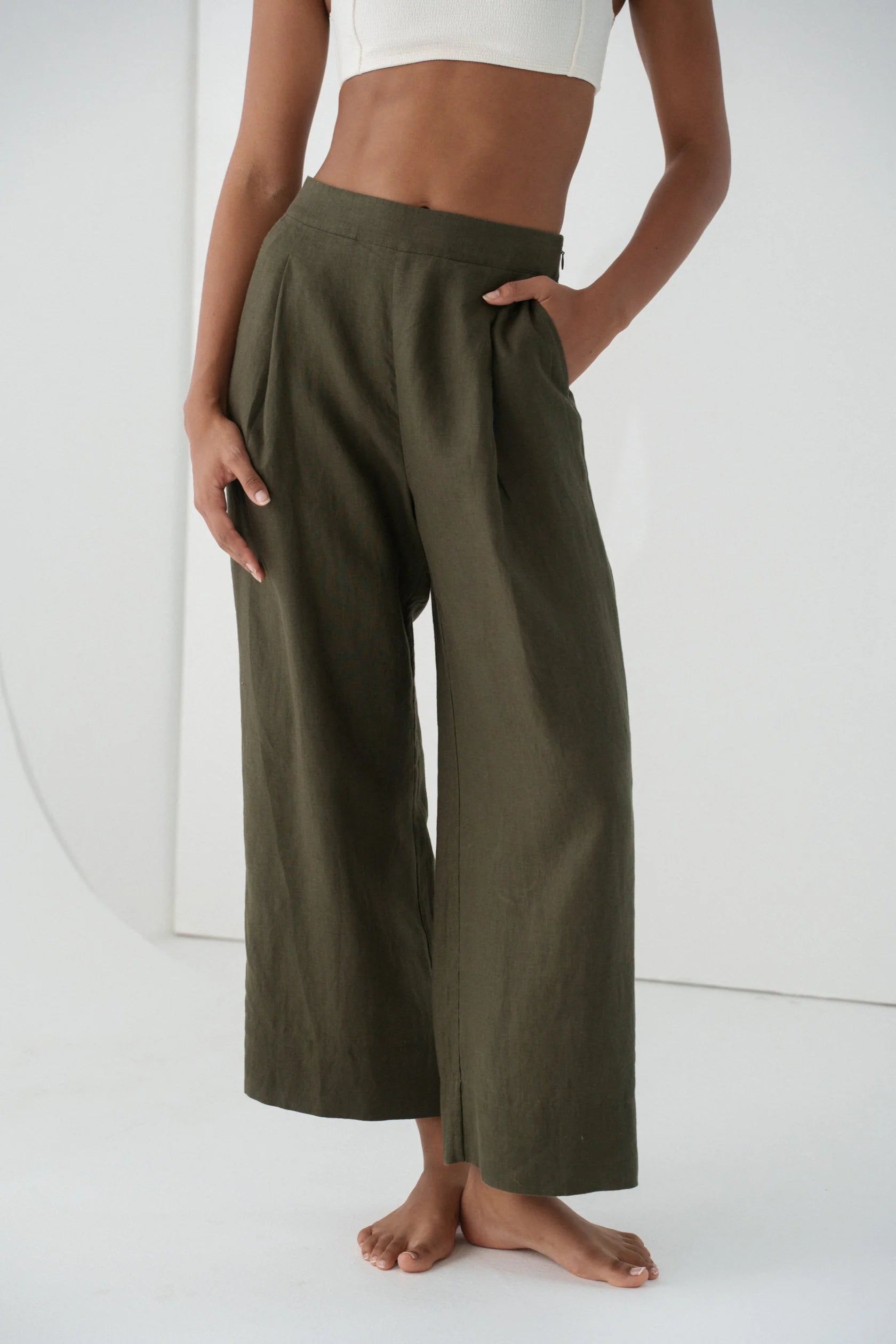 LILLY - PILLY - Ivy Linen Crop Pants