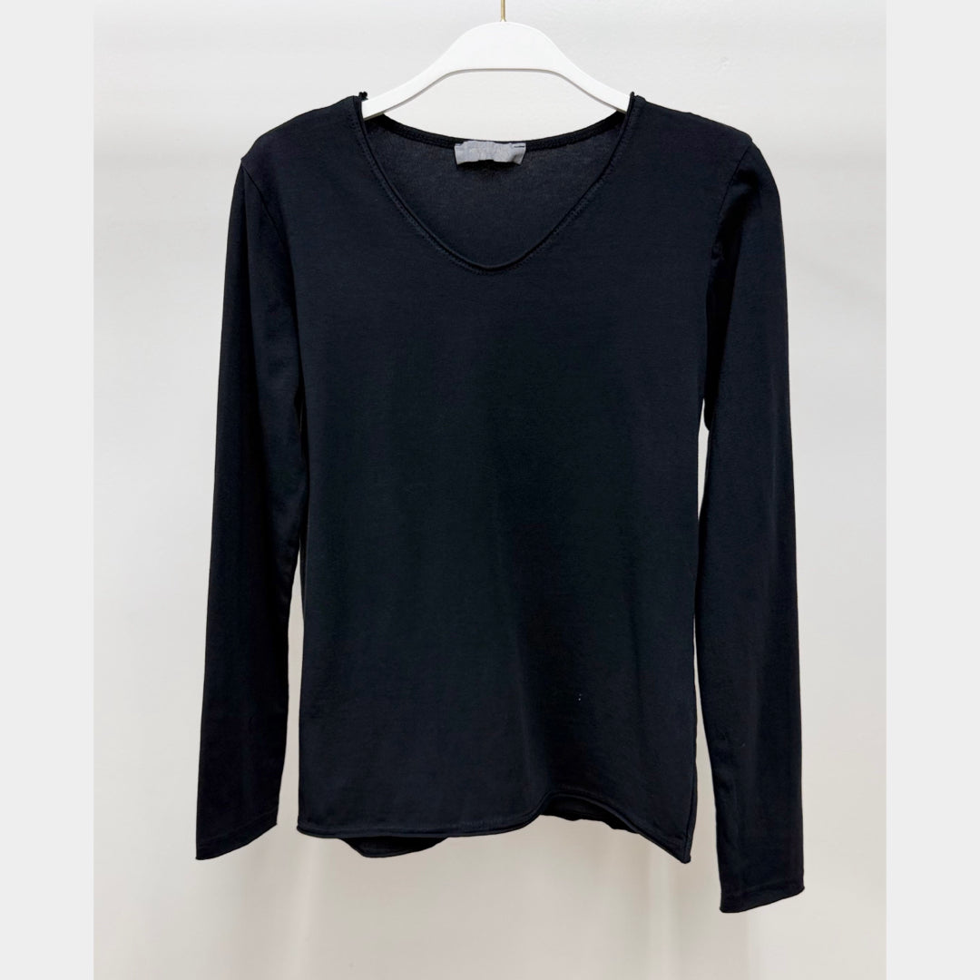 MILIO MILANO - Rolled Raw LS Scoop Neck Tee