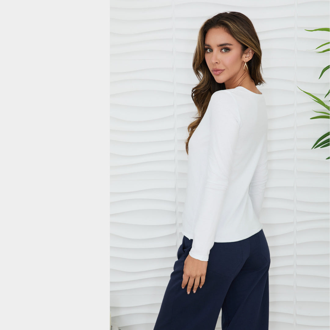 MILIO MILANO - Rolled Raw LS Scoop Neck Tee