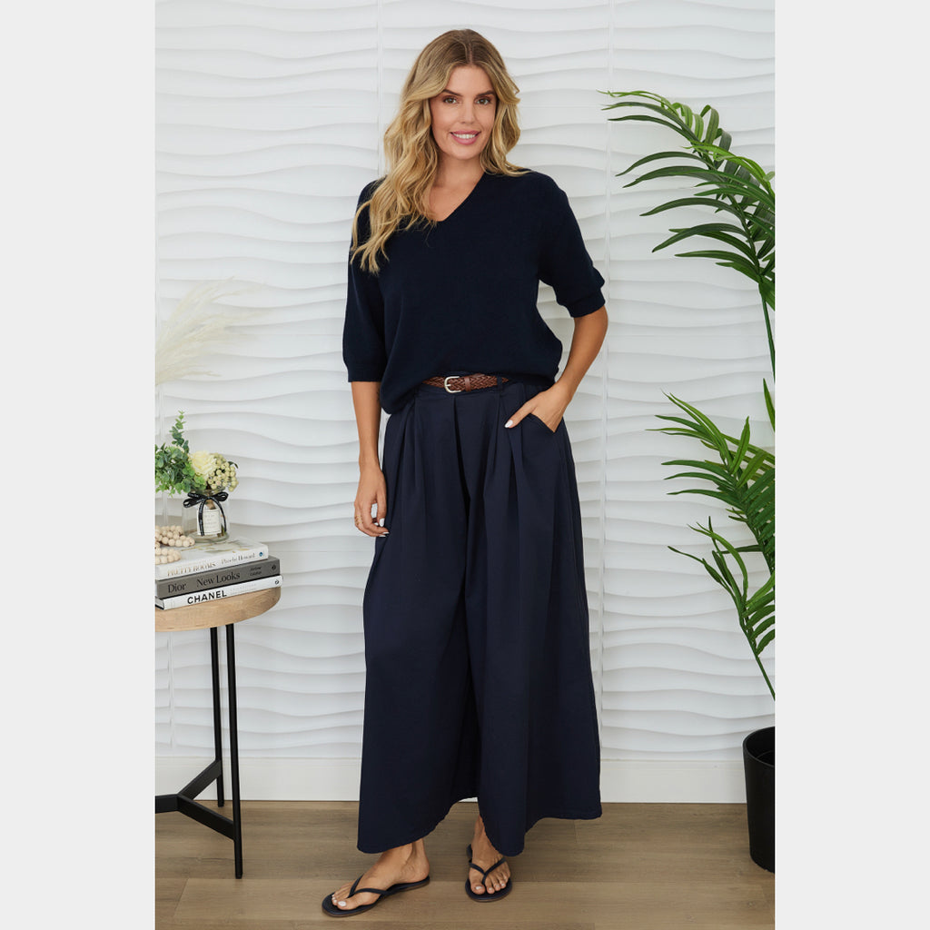 MILIO MILANO - Wide Leg Cotton Palazzo Pant