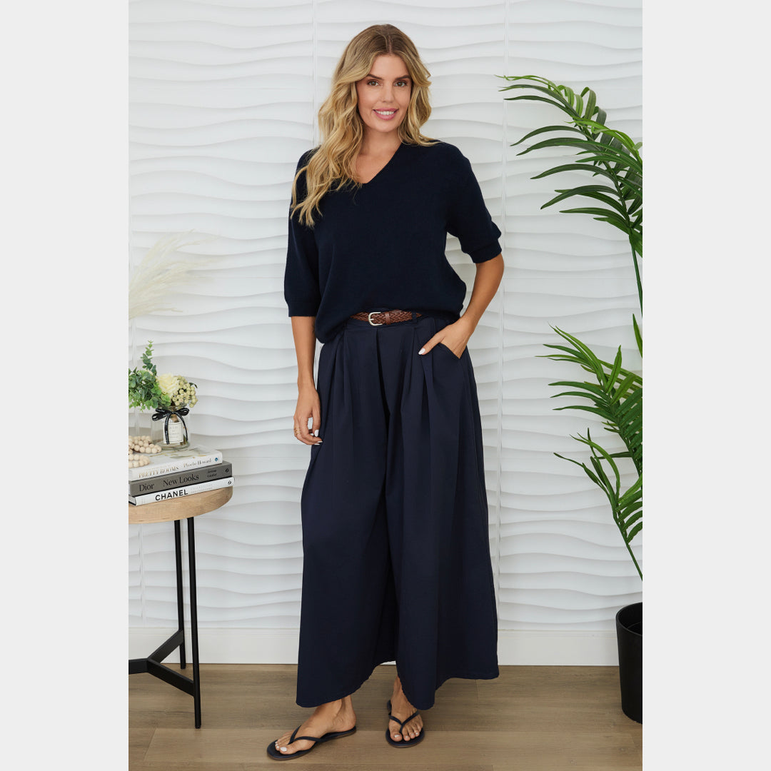 MILIO MILANO - Wide Leg Cotton Palazzo Pant