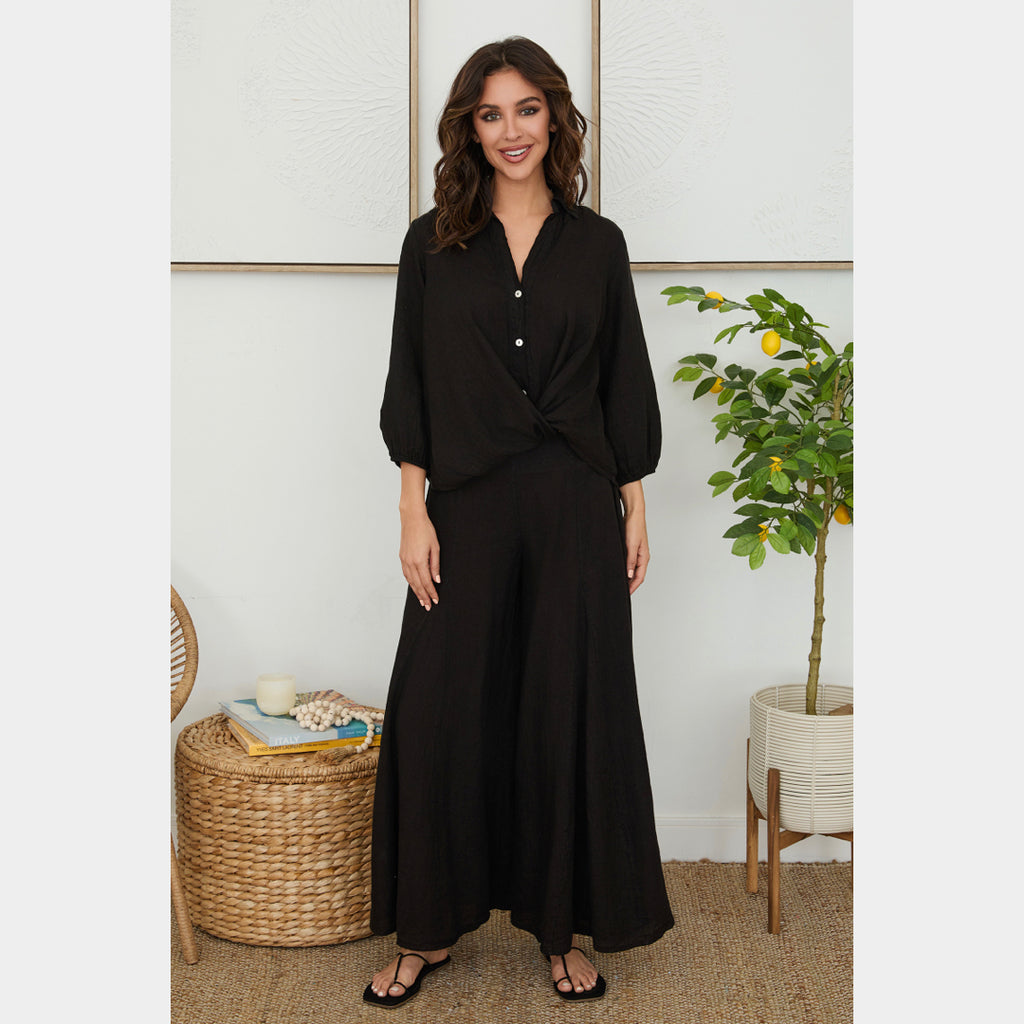 MILIO MILANO - Wide Leg Linen Plazzo Pants