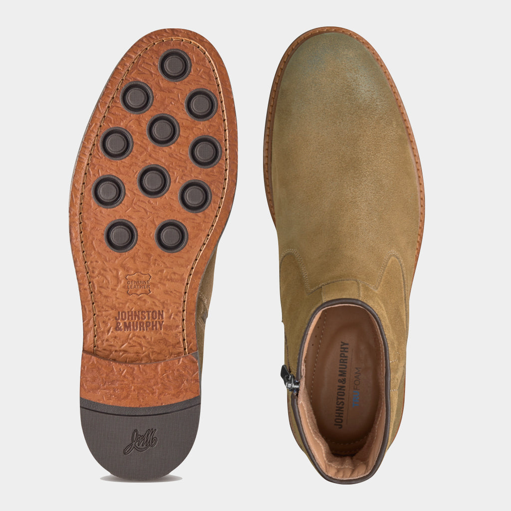 JOHNSTON & MURPHY - Ripley Side Zip Suede Boot