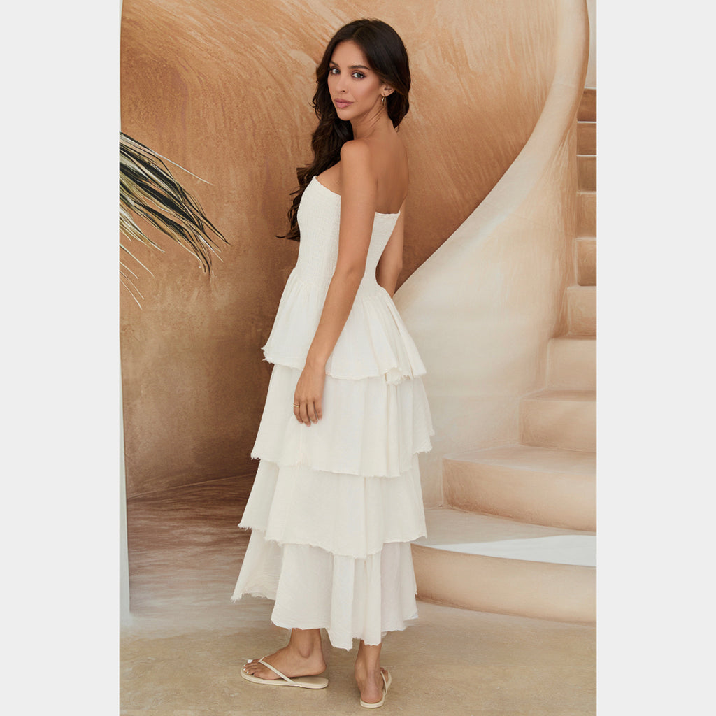 MILIO MILANO - Cotton Strapless Maxi Dress