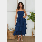 MILIO MILANO - Cotton Strapless Maxi Dress