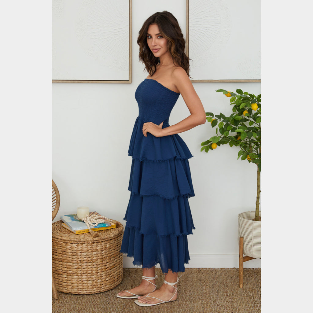 MILIO MILANO - Cotton Strapless Maxi Dress