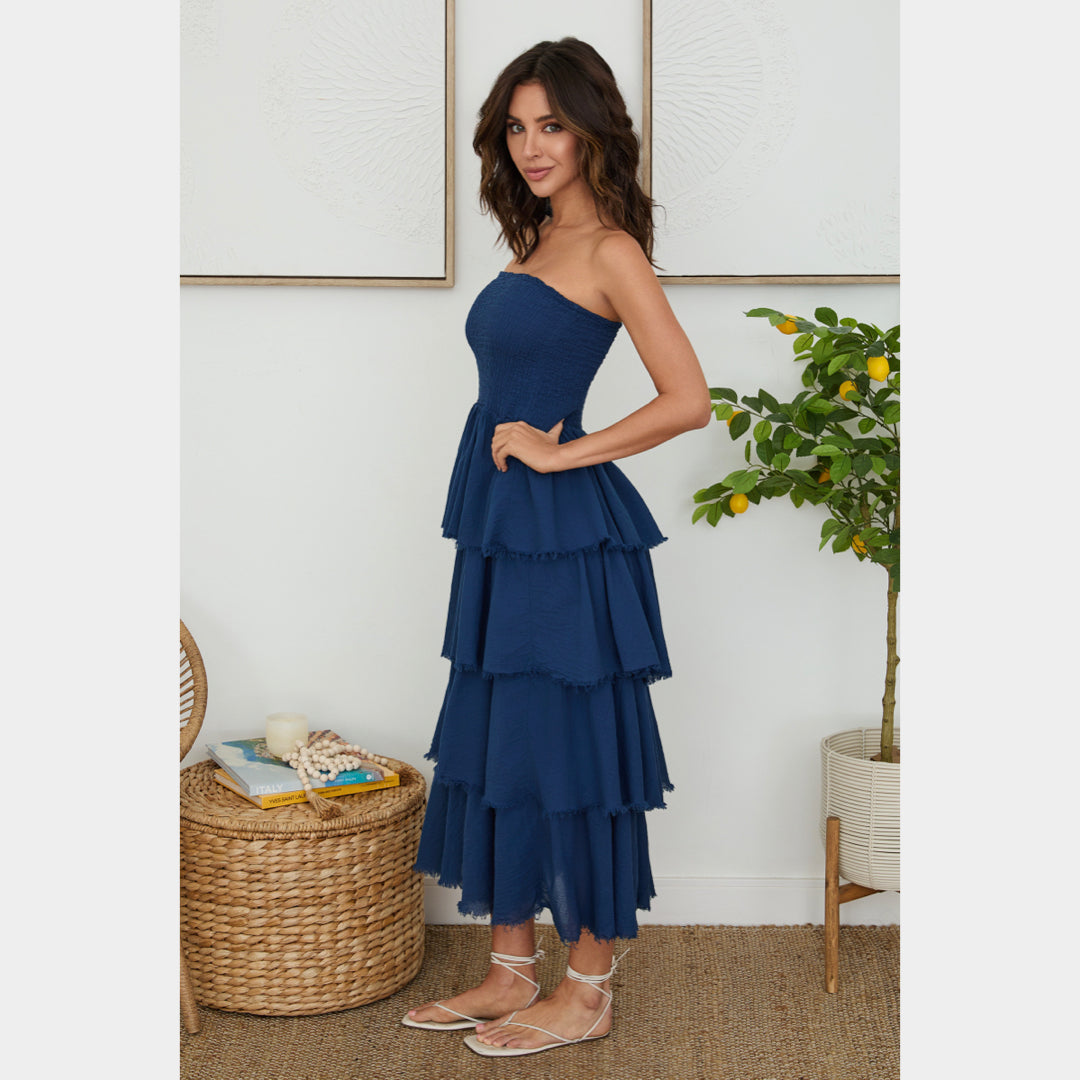 MILIO MILANO - Cotton Strapless Maxi Dress