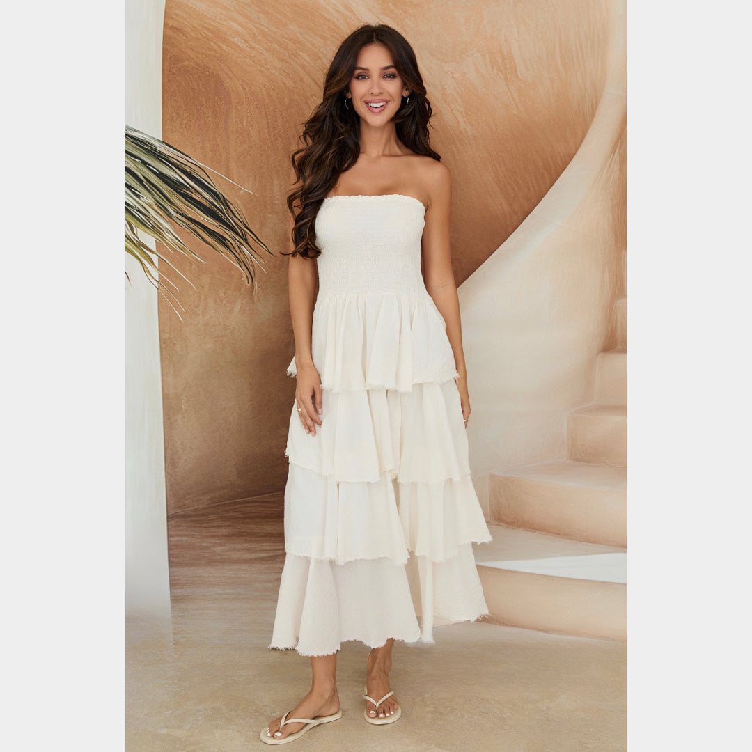 MILIO MILANO - Cotton Strapless Maxi Dress